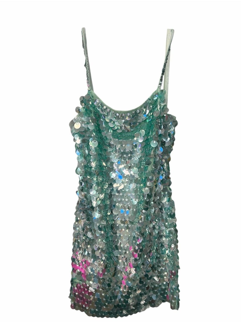 NWT Mac Duggal Mint Green Paillette Sequin Mini Dress – Medium